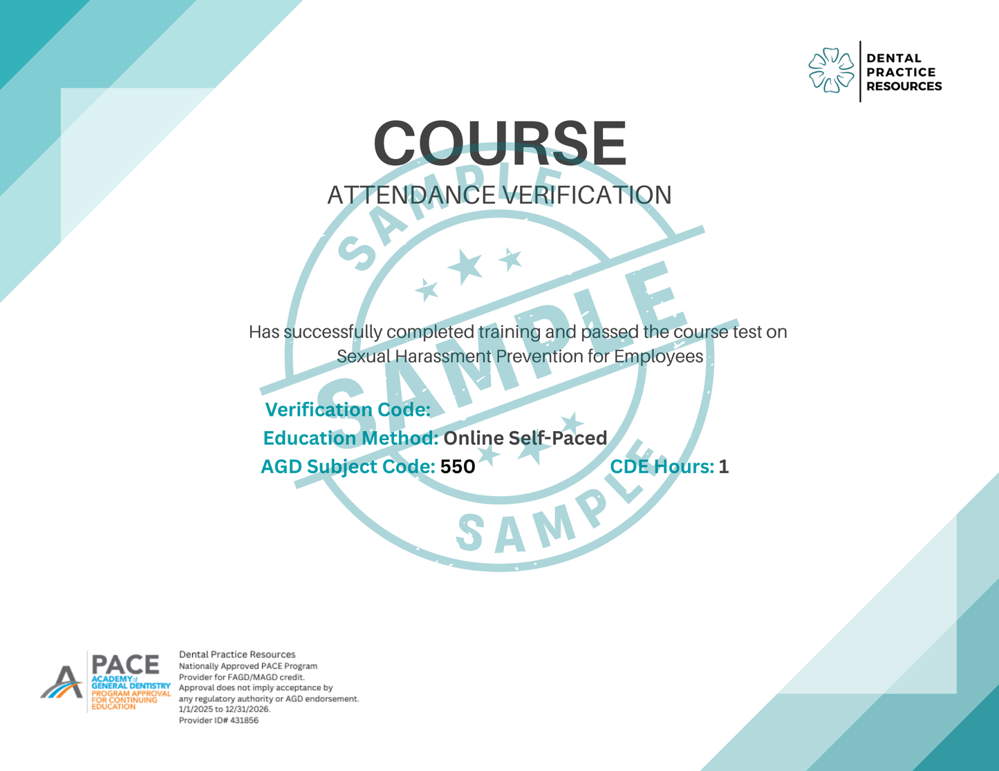 SEXUAL HARASSMENT - EMPLOYEE VERSION- CERTIFICATE UPON COMPLETION
