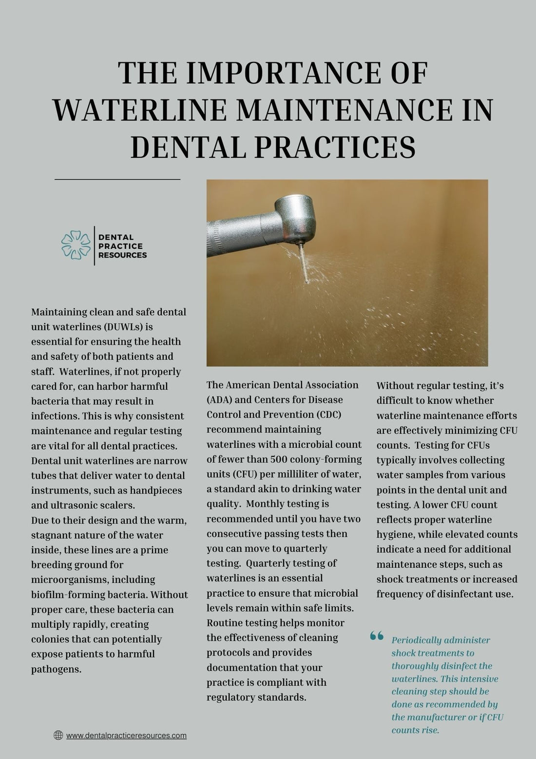 The Importance of Waterline Maintenance in Dental Practices - Page 1 - Dental Practice Resources