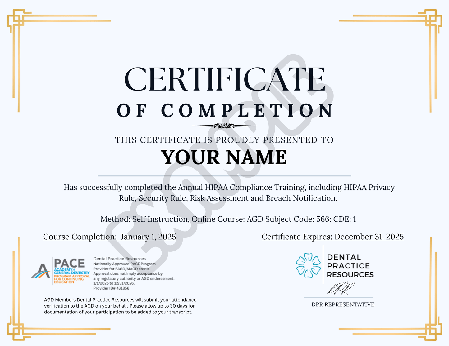 HIPAA TRAINING EACH - (ATLANTA AREA) CE COURSE - AFTER MINIMUM IS MET - Dental Practice Resources