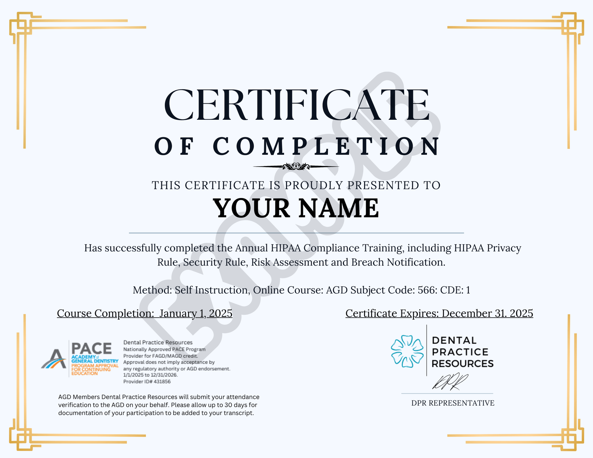 HIPAA TRAINING EACH - (ATLANTA AREA) CE COURSE - AFTER MINIMUM IS MET - Dental Practice Resources