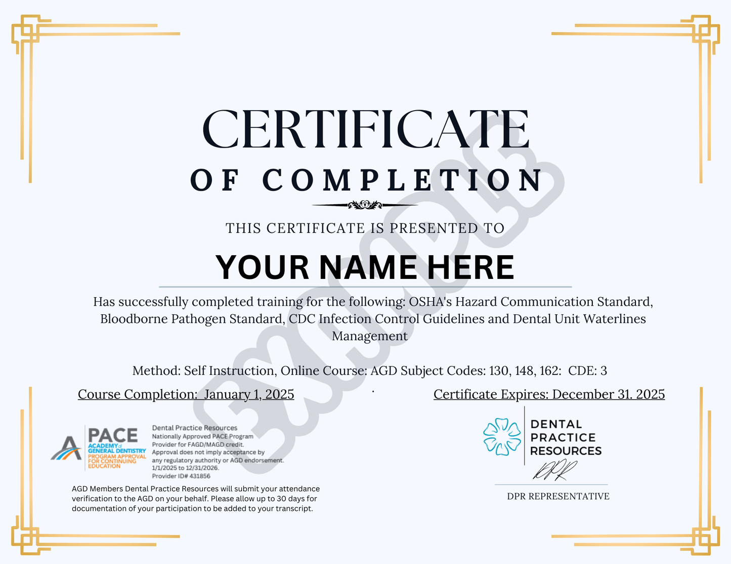 OSHA ONSITE TRAINING - CE COURSE (ATLANTA AREA) AFTER MINIMUM IS MET - Dental Practice Resources