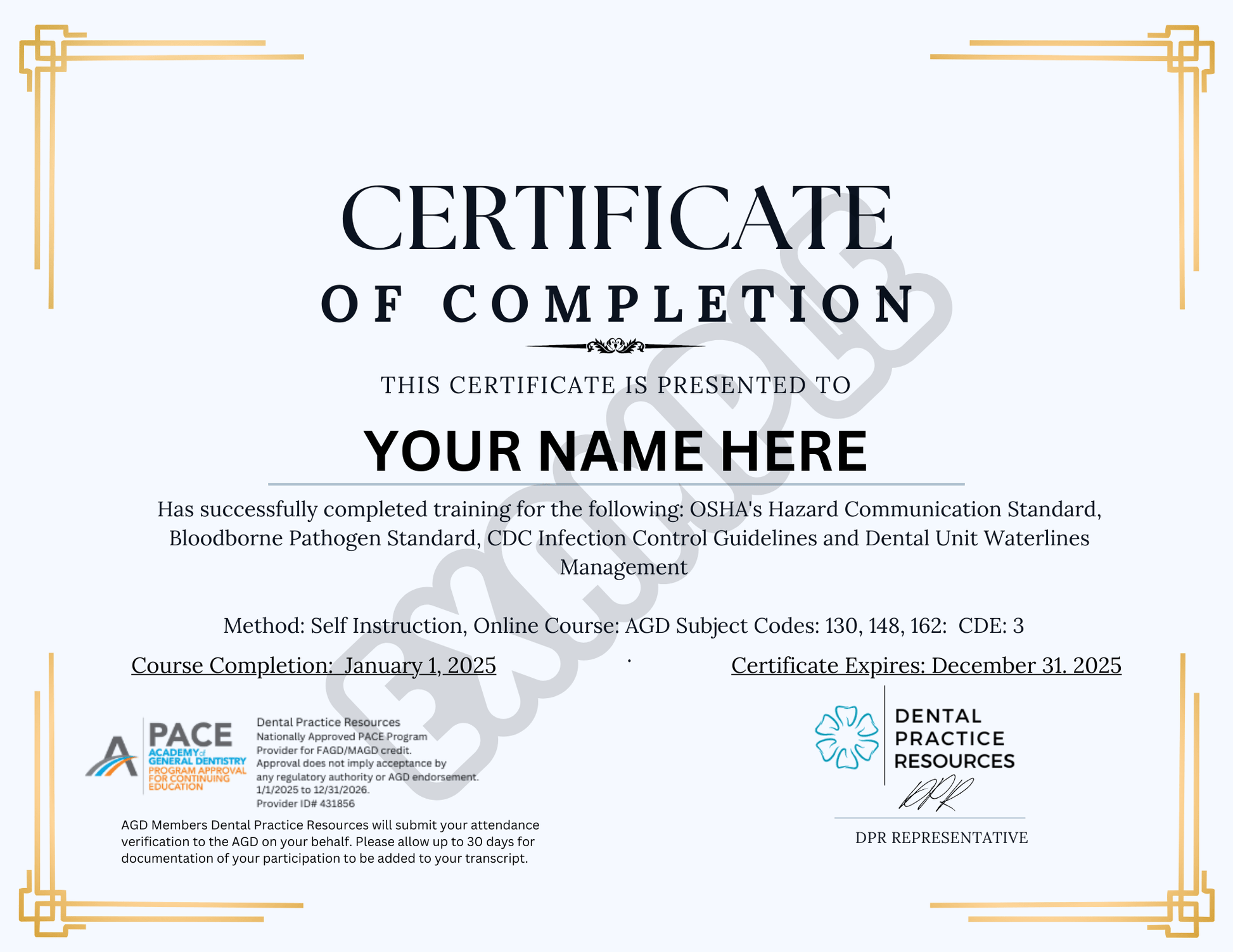 OSHA ONSITE TRAINING - CE COURSE (ATLANTA AREA) AFTER MINIMUM IS MET - Dental Practice Resources